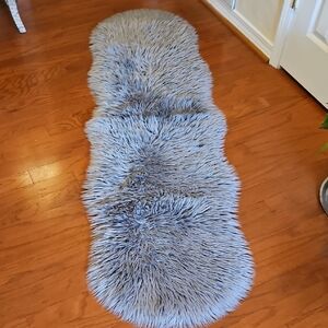 Gray Faux Fur Shearling Rug